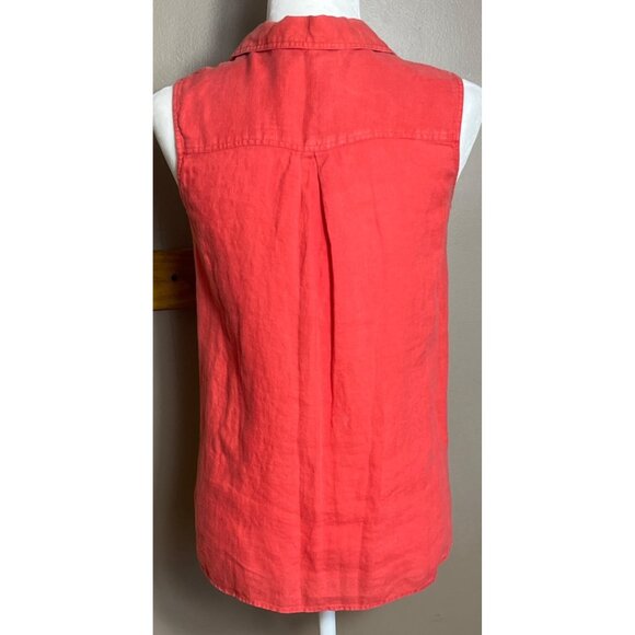 Richard Malcom Irish Linen Blouse Red Button Up Summer Classic Womens 4 - Picture 3 of 7